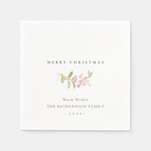 KALLIGRAFIE-MERRY-CHRISTMAS, SOFT BLUSH ROSE PINK SERVIETTE (Vorderseite)