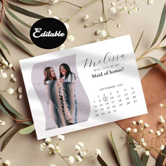 Kalligrafie-Minimal-Arch-Bridesmaid-Vorschlagskart Einladung