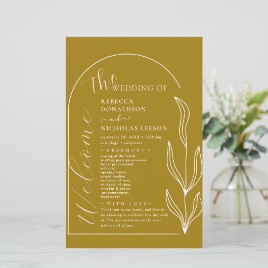 Kalligrafie-Minimal-Text-Script-Hochzeitsprogramm (Stehend Vorderseite)
