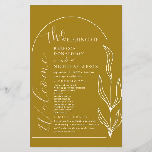 Kalligrafie-Minimal-Text-Script-Hochzeitsprogramm (Vorderseite)