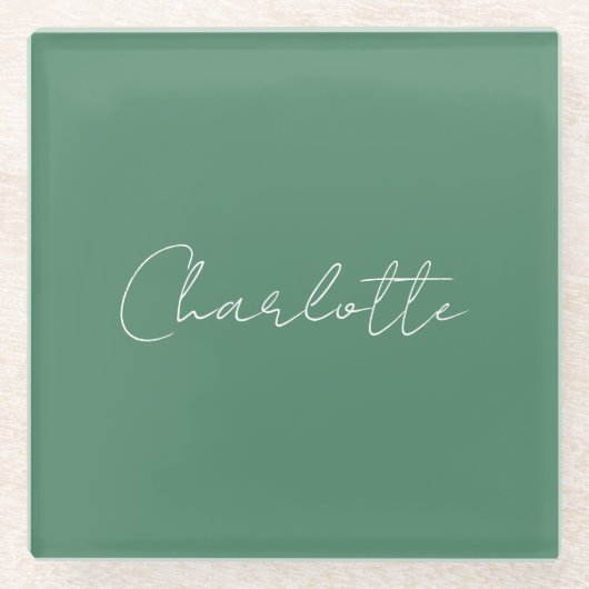 Kalligrafie Minimalistisch Chic Custom Personal Ed Glasuntersetzer (Vorderseite)