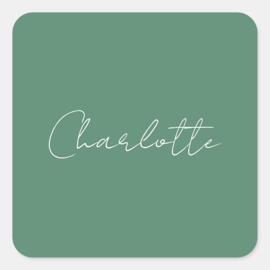 Kalligrafie Minimalistisch Chic Custom Personal Ed Quadratischer Aufkleber (Vorderseite)