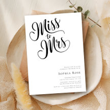 Kalligrafie Minimalistisch Miss an Mrs. Brautparty