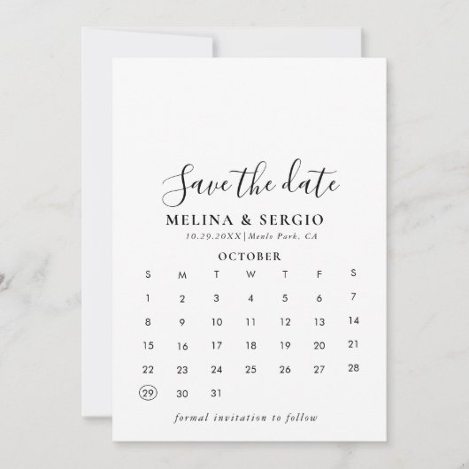 Kalligrafie Minimalistisch Save the Date (Vorderseite)