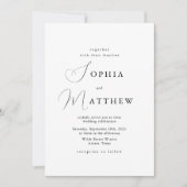 Kalligrafie Minimalistisch Schwarz + Weiße Hochzei Einladung (Vorderseite)