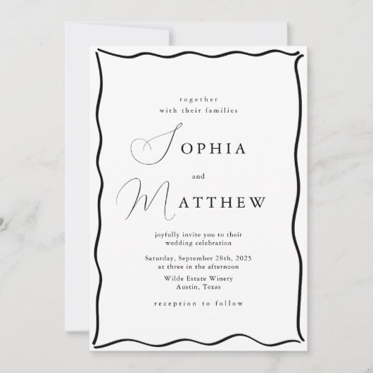 Kalligrafie Minimalistische Handzeichnung Einladung (Vorderseite)