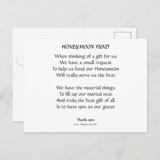 Kalligrafie-Minimalistischer Schwarz-weißer Honeym Postkarte (Vorne/Hinten)