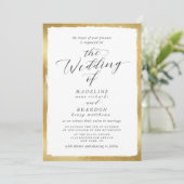 Kalligrafie mit Gold Edge Classic Luxury Wedding Einladung (Stehend Vorderseite)