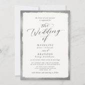 Kalligrafie mit Silver Edge Luxury Wedding Einladung (Vorderseite)