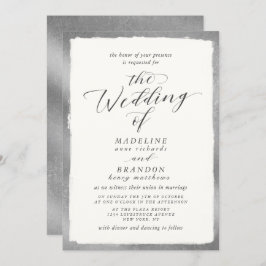 Kalligrafie mit Silver Edge Luxury Wedding Einladung
