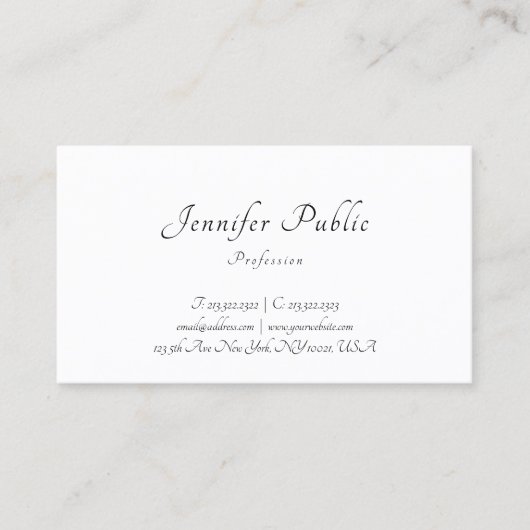 Kalligrafie Moderne, elegante Minimalistische Vorl Visitenkarte (Vorderseite)