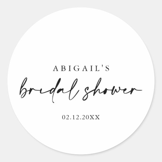 Kalligrafie Moderne Elegantes Brautparty Gefallen Runder Aufkleber (Vorderseite)