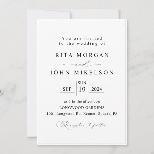 Kalligrafie Moderne Minimalistische Skripthochzeit Einladung (Vorderseite)