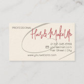 Kalligrafie Modernes Berufliches Haarstudio Twirl Visitenkarte (Rückseite)