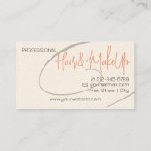 Kalligrafie Modernes Berufliches Haarstudio Twirl Visitenkarte (Rückseite)