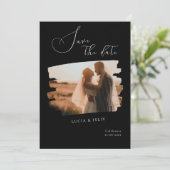 Kalligrafie Modernes Schwarzes Foto Save the Date Einladung (Stehend Vorderseite)