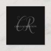 Kalligrafie Monogram Name Black Gray Custom Gift Begleitkarte (Vorderseite)
