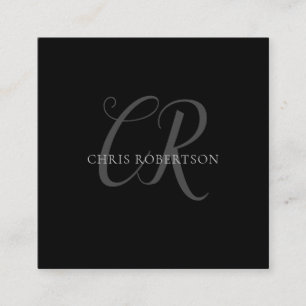 Kalligrafie Monogram Name Black Gray Custom Gift Begleitkarte