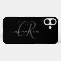Kalligrafie Monogram Name Black Gray Custom Gift