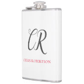 Kalligrafie Monogram Name Black Gray Custom Gift Flachmann (Links)