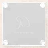 Kalligrafie Monogram Name Black Gray Custom Gift Glasuntersetzer (Rückseite)