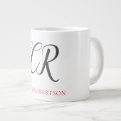Kalligrafie Monogram Name Black Gray Custom Gift Jumbo-Tasse (Vorderseite Rechts)