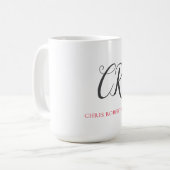 Kalligrafie Monogram Name Black Gray Custom Gift Kaffeetasse (Vorderseite Links)