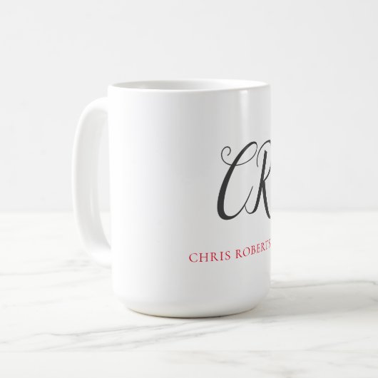 Kalligrafie Monogram Name Black Gray Custom Gift Kaffeetasse (Vorderseite Links)