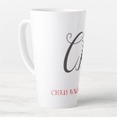 Kalligrafie Monogram Name Black Gray Custom Gift Milchtasse (Linke Ecke)