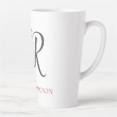Kalligrafie Monogram Name Black Gray Custom Gift Milchtasse (Rechts)
