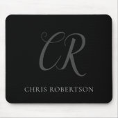 Kalligrafie Monogram Name Black Gray Custom Gift Mousepad (Vorne)