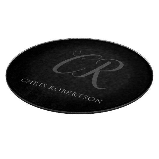 Kalligrafie Monogram Name Black Gray Custom Gift Schneidebrett (Ecke)