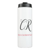 Kalligrafie Monogram Name Black Gray Custom Gift Thermosbecher (Vorderseite)