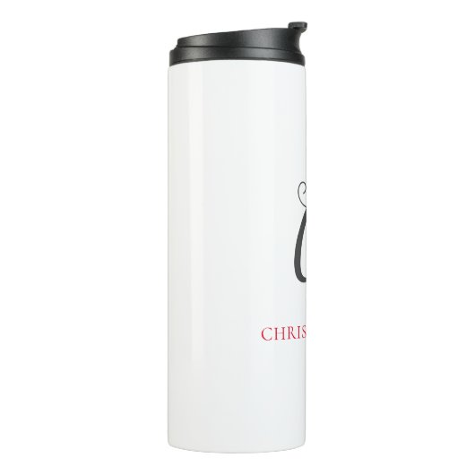 Kalligrafie Monogram Name Black Gray Custom Gift Thermosbecher (Nach links gedreht)