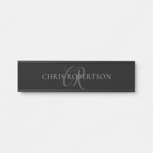 Kalligrafie Monogram Name Black Gray Custom Gift Türschild