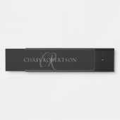 Kalligrafie Monogram Name Black Gray Custom Gift Türschild (Vorderseite )