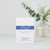 Kalligrafie Monogram White Blue Business Card Visitenkarte (Stehend Vorderseite)