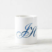 Kalligrafie Monogram White Blue Schlicht Simple Kaffeetasse (Mittel)