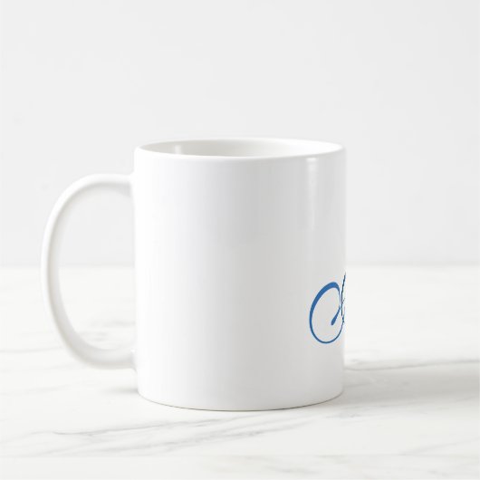 Kalligrafie Monogram White Blue Schlicht Simple Kaffeetasse (Links)