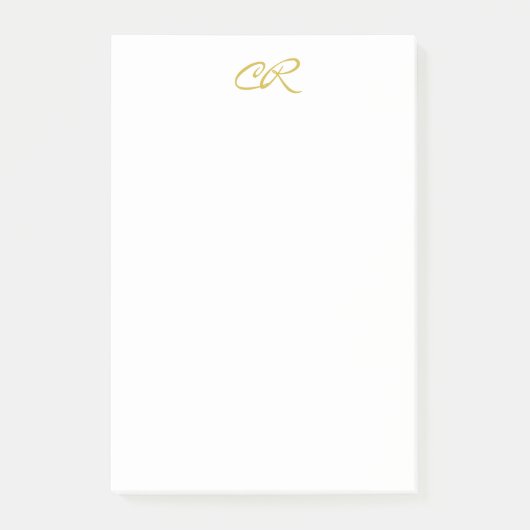 Kalligrafie-Monogramm Goldfarbe Schlicht Modern Post-it Klebezettel (Vorderseite)