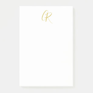 Kalligrafie-Monogramm Goldfarbe Schlicht Modern Post-it Klebezettel