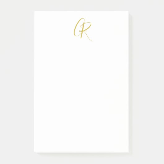 Kalligrafie-Monogramm Goldfarbe Schlicht Modern Post-it Klebezettel (Vorderseite)