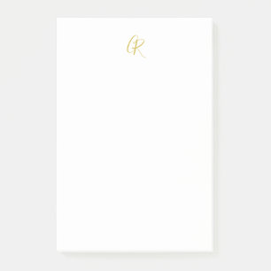 Kalligrafie-Monogramm Goldfarbe Schlicht Modern Post-it Klebezettel