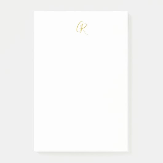 Kalligrafie-Monogramm Goldfarbe Schlicht Modern Post-it Klebezettel (Vorderseite)