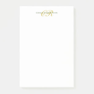 Kalligrafie Monogramm Name Gold Schwarz Weiß Farbe Post-it Klebezettel