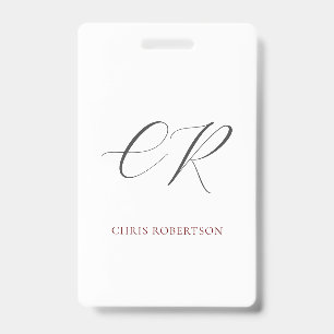Kalligrafie-Monogramm-Name Schwarz Weiß Benutzerde Ausweis