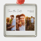 Kalligrafie-Multi-Foto Save the Date Ornament Aus Metall (Vorne)