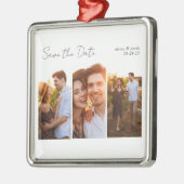 Kalligrafie-Multi-Foto Save the Date Ornament Aus Metall (Links)