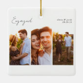 Kalligrafie Multi Foto Verlobt Keramikornament (Rückseite)