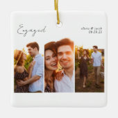 Kalligrafie Multi Foto Verlobt Keramikornament (Vorderseite)